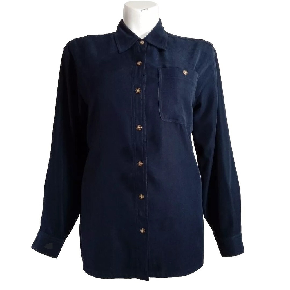 Crazy Horse Shirt XL Dark Blue Shacket Pocket Button Long Sleeve Side Split Hem